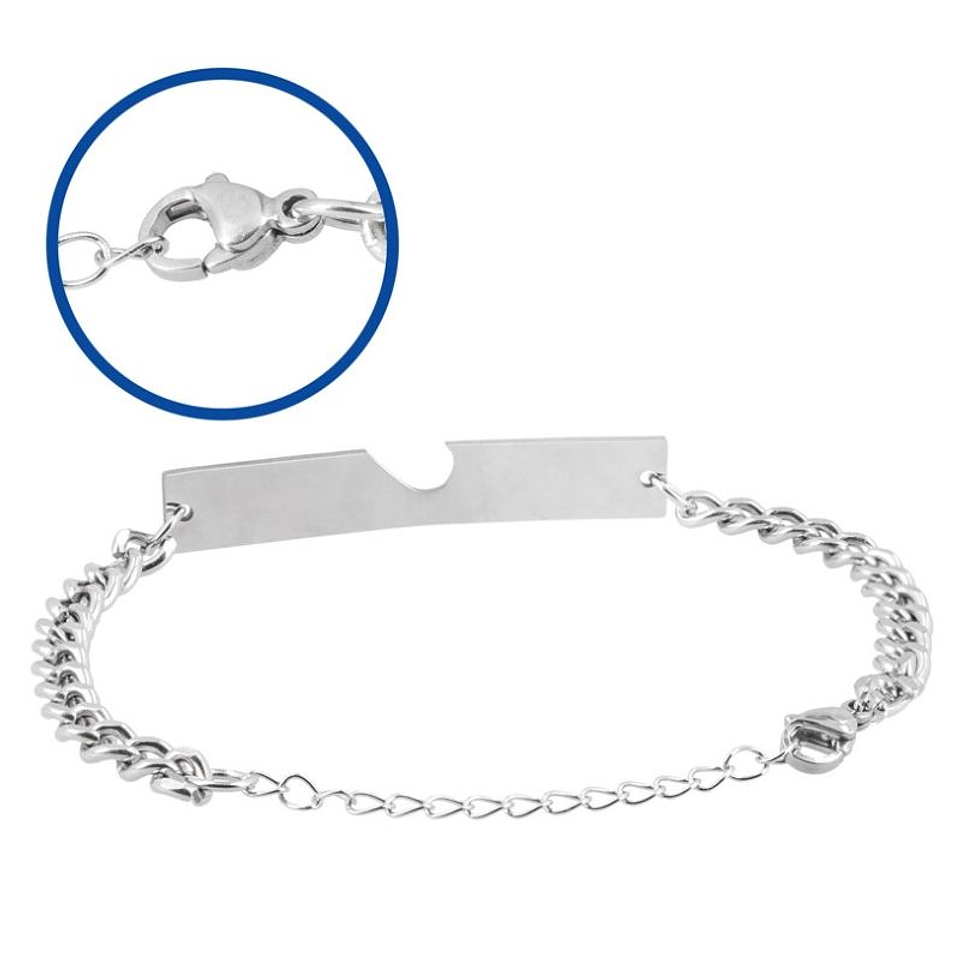 Pack de 2 esclavas personalizadas para mujer y hombre en acero inoxidable corazón unido 4