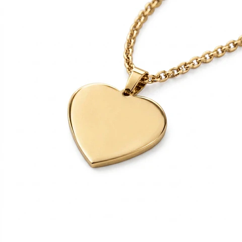 Colgante personalizado, acero inoxidable forma corazón dorado 28x22mm