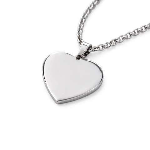Colgante personalizado, acero inoxidable forma corazón plateado 28x22mm