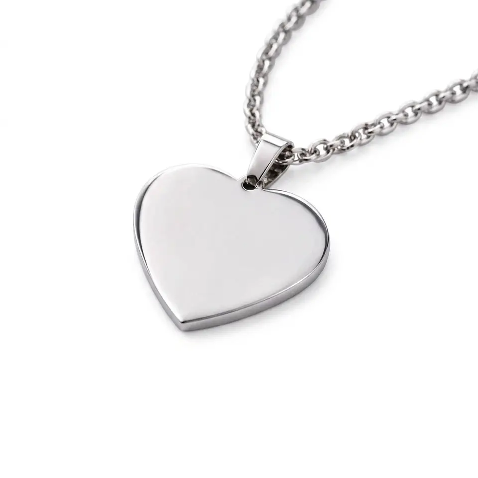 Colgante personalizado, acero inoxidable forma corazón plateado 28x22mm 1