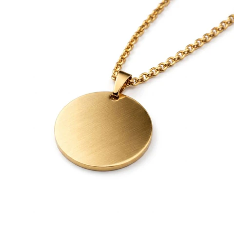 Colgante personalizado, acero inoxidable forma redonda dorado 20x20mm