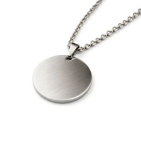 Colgante personalizado, acero inoxidable forma redonda plateado 20x20mm