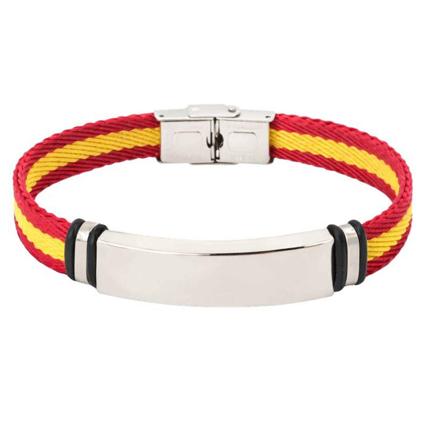 Pulsera España personalizada para hombre y mujer piel sintética con grabado en placa de acero inoxidable 1