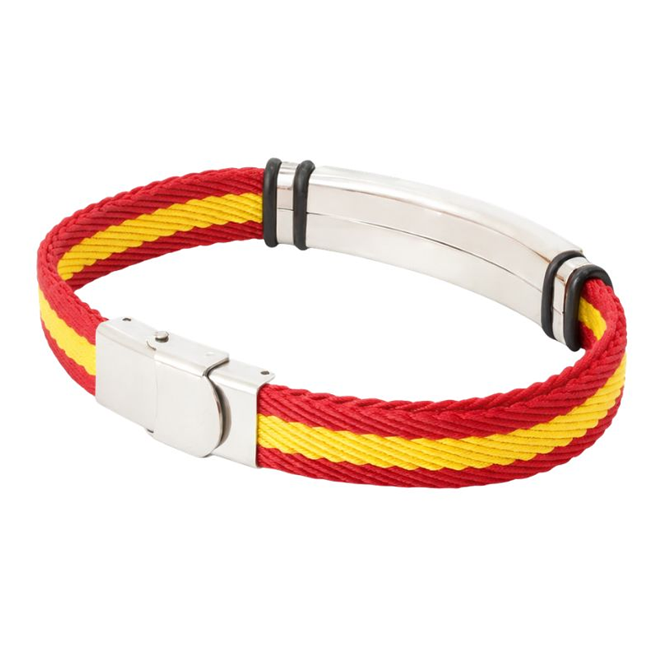 Pulsera España personalizada para hombre y mujer piel sintética con grabado en placa de acero inoxidable 2