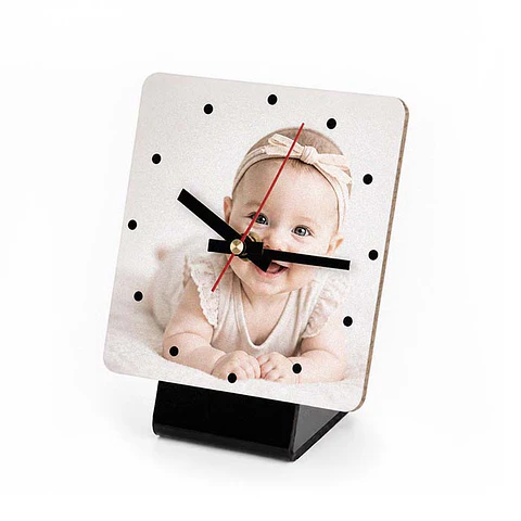 Reloj de mesa con foto personalizado cuadrado