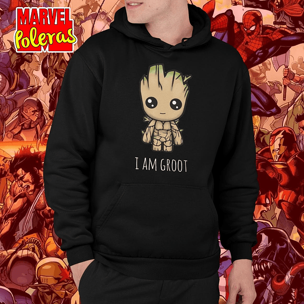 Poleron Canguro  I AM GROOT | Colección Poleras Marvel 1