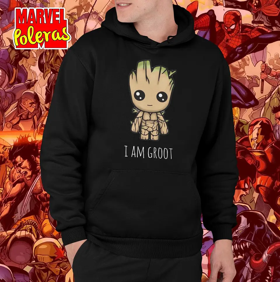 Poleron Canguro  I AM GROOT | Colección Poleras Marvel 1