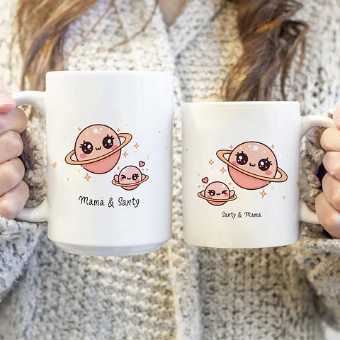 Tazas Madre e Hijo – Set de 2 Tazas de 15oz y 11oz | Perfectas para Regalo