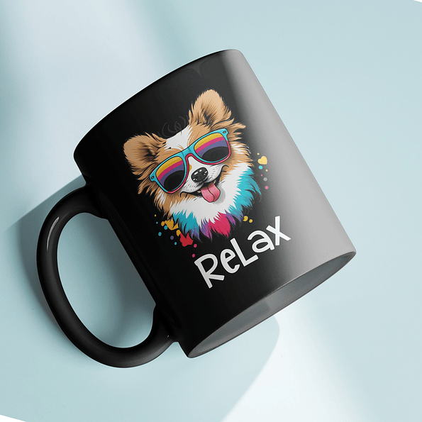 Tazón Relax con Perro Colorido - Taza de Café para Relajarse 3