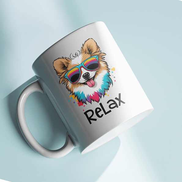 Tazón Relax con Perro Colorido - Taza de Café para Relajarse 4