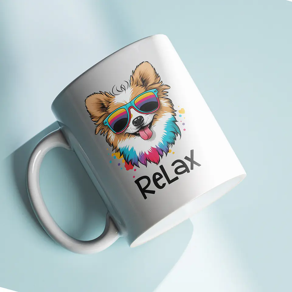 Tazón Relax con Perro Colorido - Taza de Café para Relajarse 4