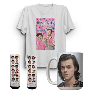 Pack de Harry Styles: Polera, Calcetines y Tazón para Fans