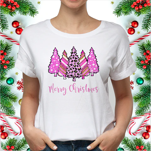 Polera Navideña "Merry Christmas" Animal Print 