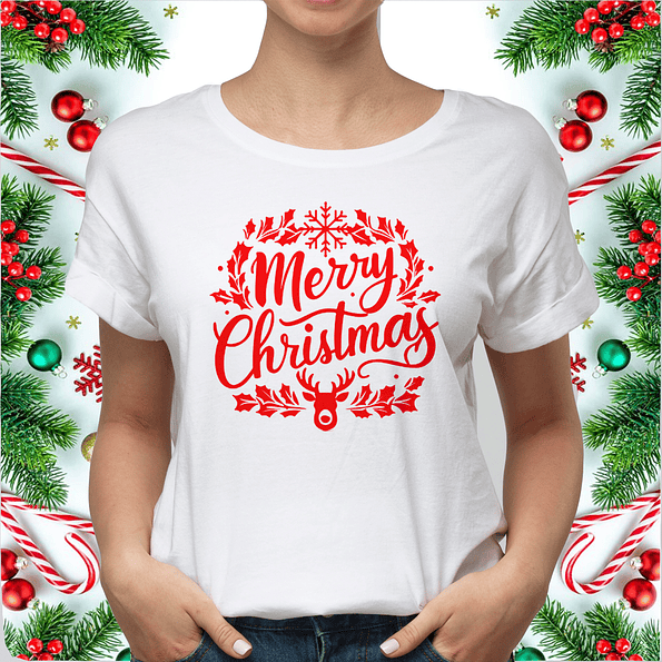 Polera Navideña Merry Chirtmas | Feliz Navidad Reno 1