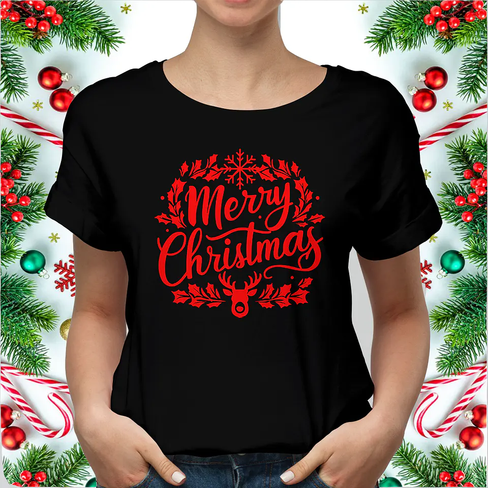 Polera Navideña Merry Chirtmas | Feliz Navidad Reno 2
