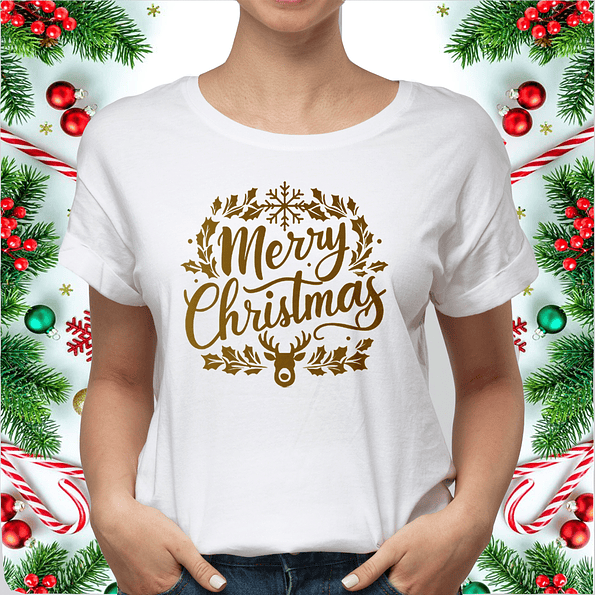 Polera Navideña Merry Chirtmas | Feliz Navidad Reno 5