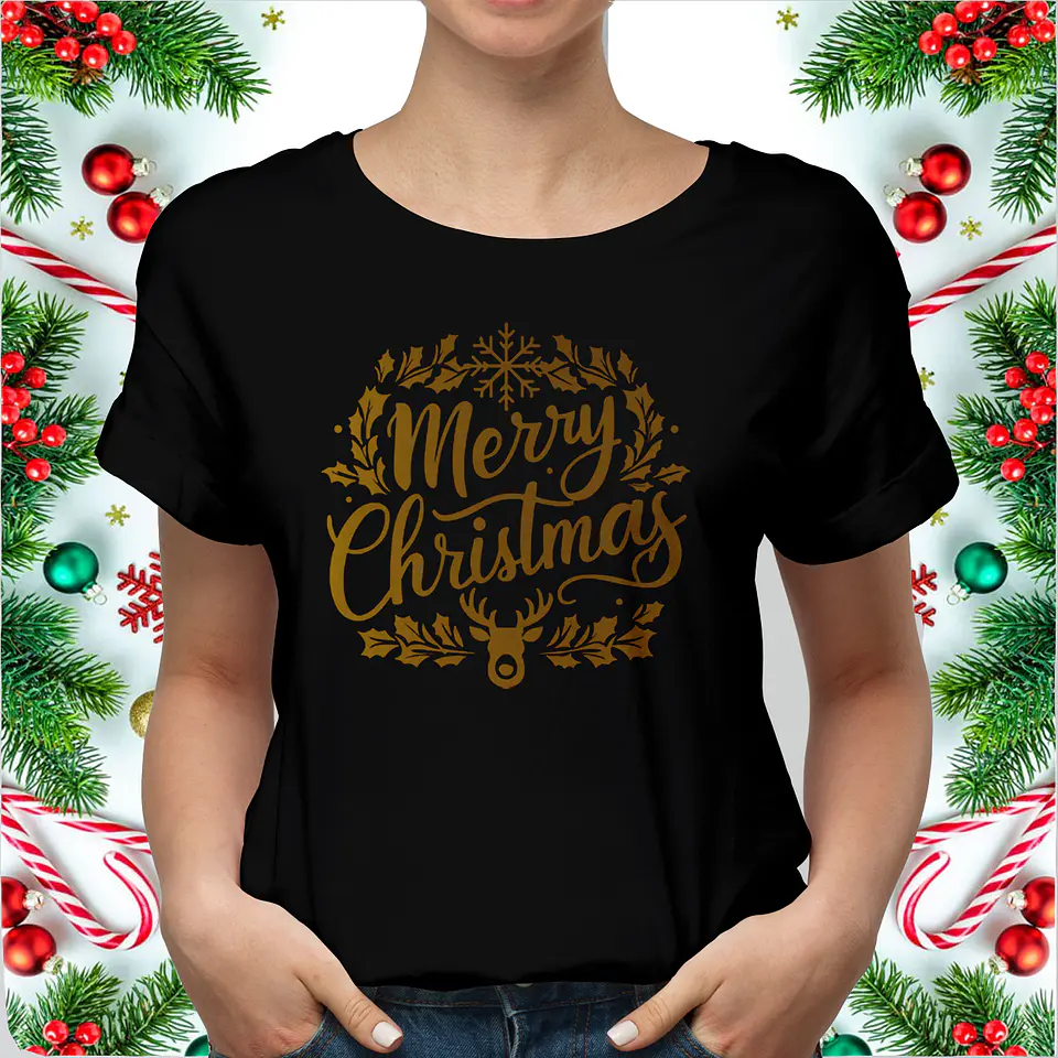 Polera Navideña Merry Chirtmas | Feliz Navidad Reno 6