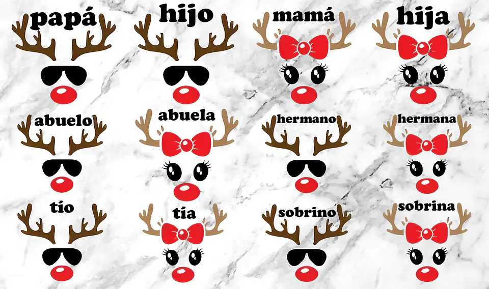 Outfit Familiar de Navidad - Poleras Navideñas Familiar con Estampado de Renos Pack 7