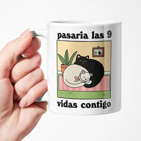 Taza Tazon Romántica con Frase para Amantes de Gatos y del Amor