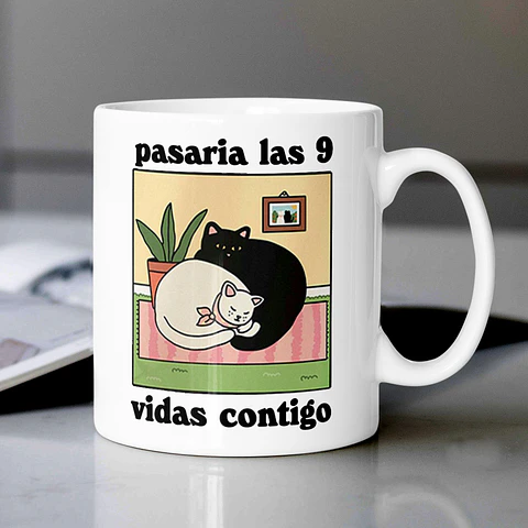 Taza Tazon Romántica con Frase para Amantes de Gatos y del Amor