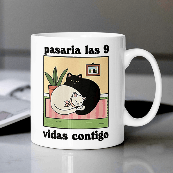 Taza Tazon Romántica con Frase para Amantes de Gatos y del Amor 2