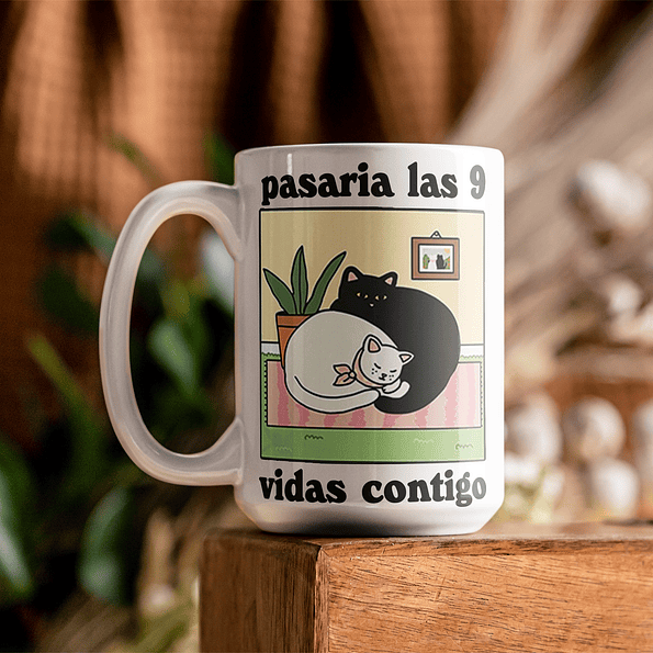 Taza Tazon Romántica con Frase para Amantes de Gatos y del Amor 3