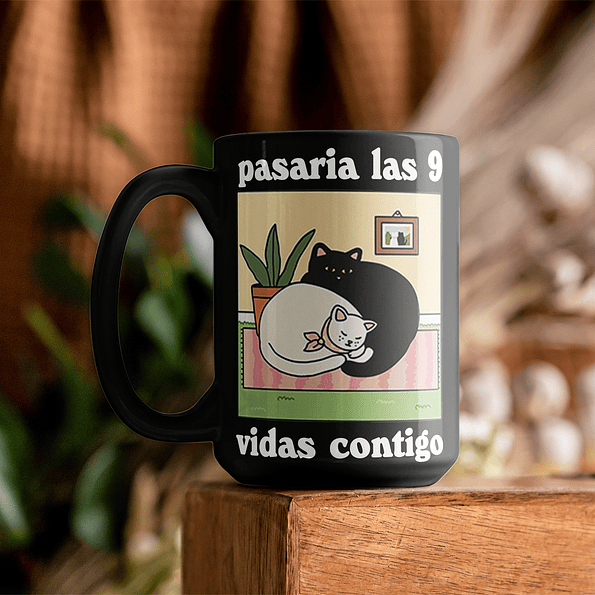 Taza Tazon Romántica con Frase para Amantes de Gatos y del Amor 6