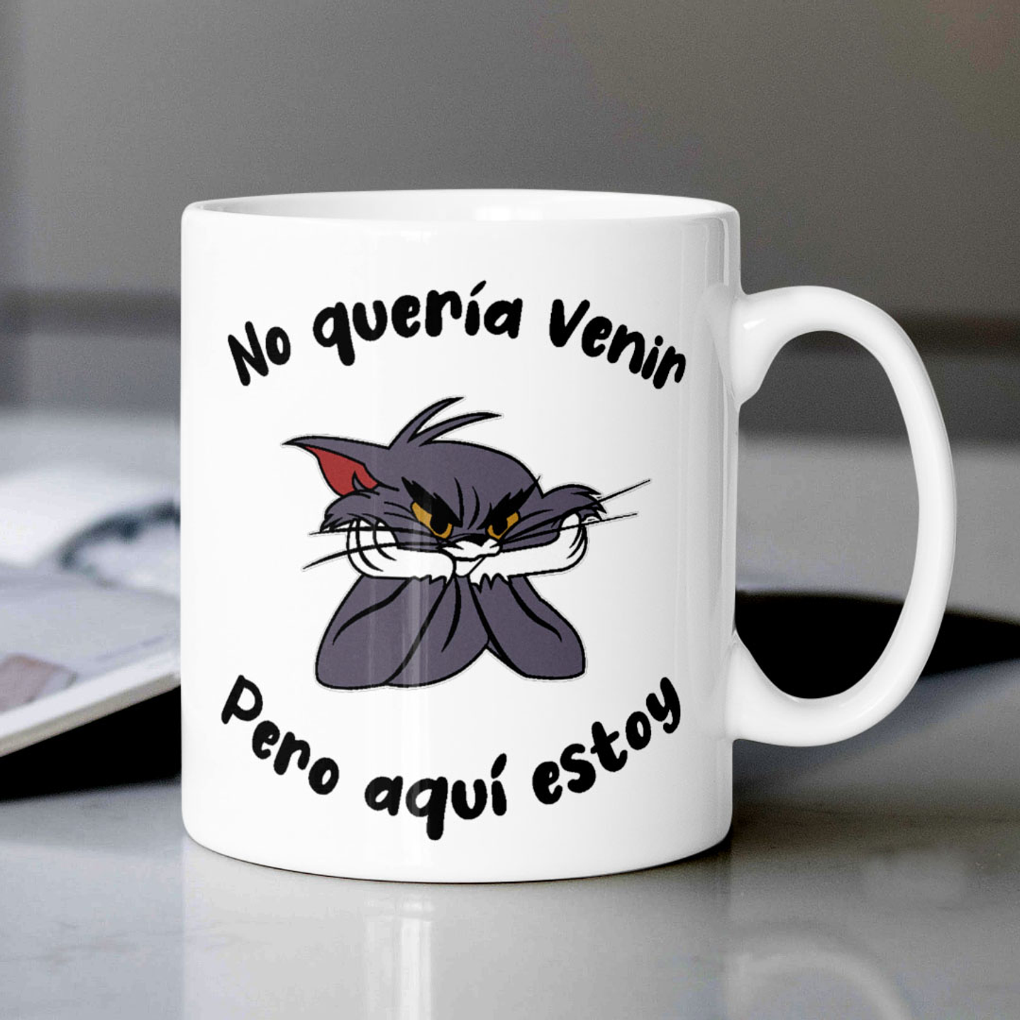 Tazón Taza Meme No quería venir pero aquí estoy 1