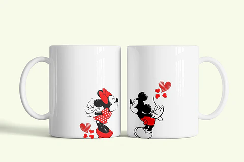 Set 2 Tazon Taza San Valentin Mickey Y Minnie Ideal Para Cafe O Te