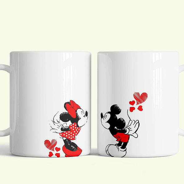 Set 2 Tazon Taza San Valentin Mickey Y Minnie Ideal Para Cafe O Te 1