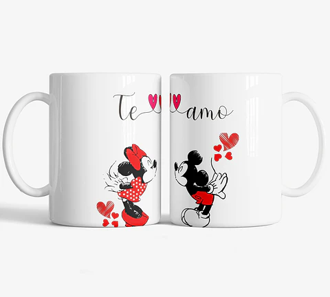 Set 2 Tazon Taza San Valentin Mickey Y Minnie Ideal Para Cafe O Te