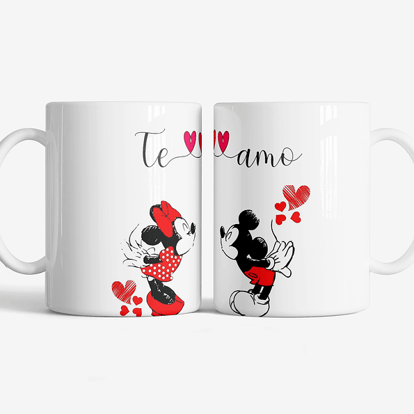 Set 2 Tazon Taza San Valentin Mickey Y Minnie Ideal Para Cafe O Te 2