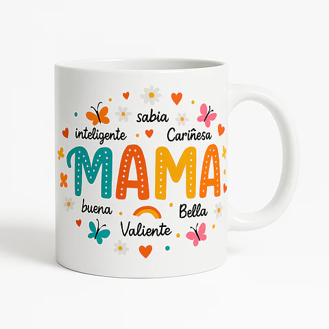 Taza para Mamá con Diseño Colorido y Mensaje Amoroso - Regalo Perfecto para el Día de las Madres