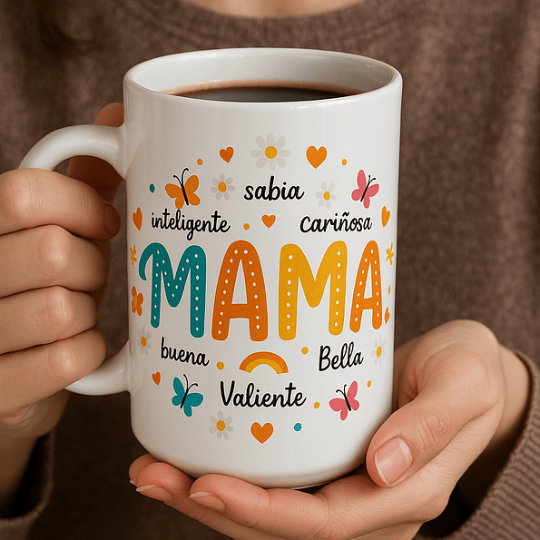 Taza para Mamá con Diseño Colorido y Mensaje Amoroso - Regalo Perfecto para el Día de las Madres 1