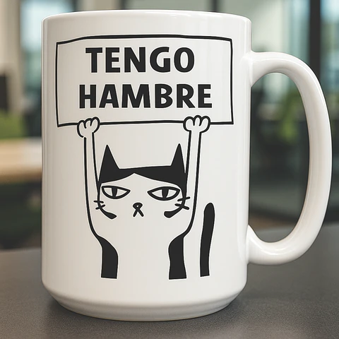 Tazón "Tengo Hambre" Gato Meme – 11oz / 15oz | Tazas con Frases Graciosas