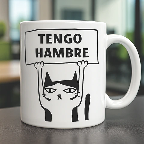 Tazón "Tengo Hambre" Gato Meme – 11oz / 15oz | Tazas con Frases Graciosas