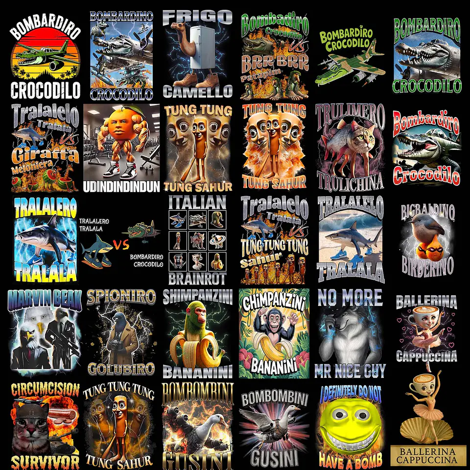 Polera Meme Italiano “Bombardiro Crocodilo” - Brainrot Edition 2