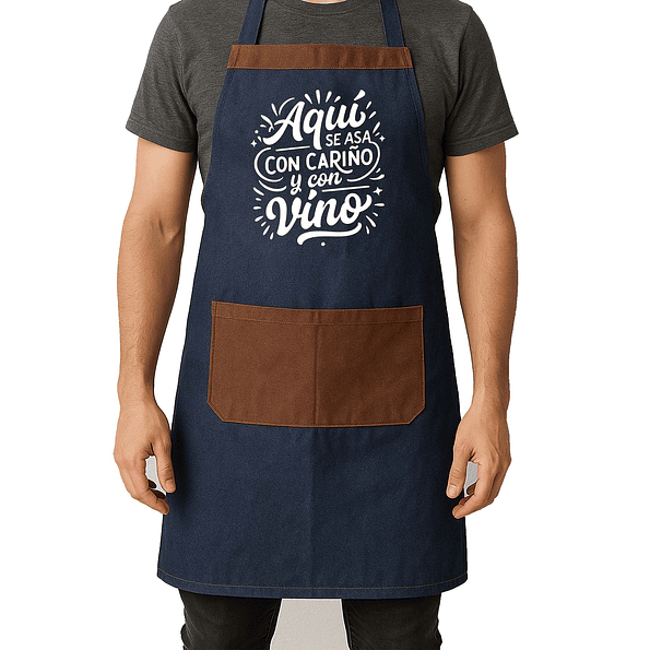 Delantal Parrillero “Aquí se Asa con Cariño y con Vino” – Ideal para Fiestas Patrias en Chile 1