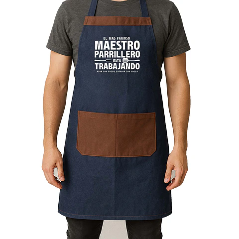 Delantal El Mas Famoso Maestro Parrillero   – Ideal para Asados y Fiestas
