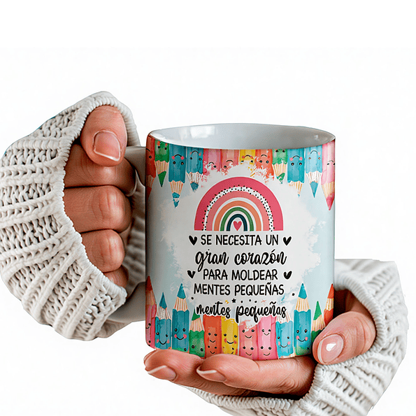 Tazón para Profesora “Se necesita un gran corazón” – Regalo educativo 15oz o 11 oz 5