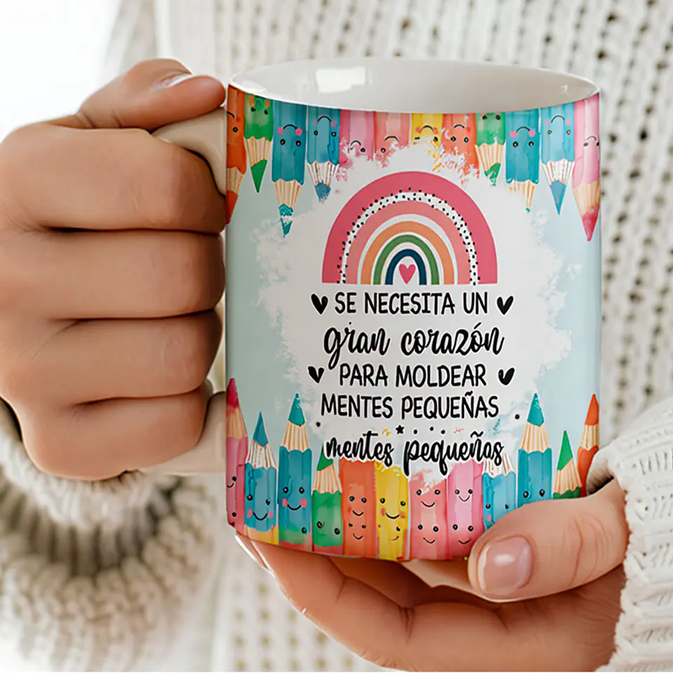 Tazón para Profesora “Se necesita un gran corazón” – Regalo educativo 15oz o 11 oz 6