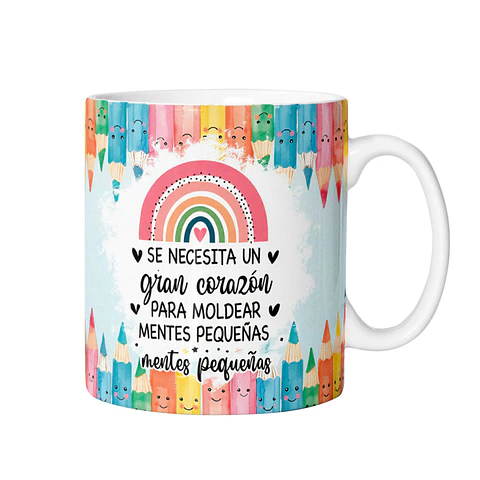 Tazón para Profesora “Se necesita un gran corazón” – Regalo educativo 15oz o 11 oz