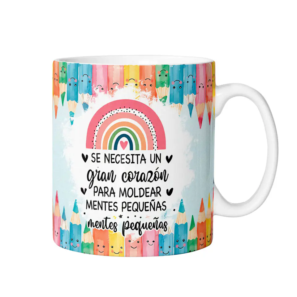 Tazón para Profesora “Se necesita un gran corazón” – Regalo educativo 15oz o 11 oz 2