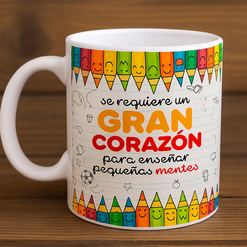 Tazón para Profesora “Se requiere un gran corazón” – Regalo educativo 15 oz 3