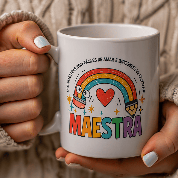 Tazón Maestra “Fáciles de amar e imposibles de olvidar” – Regalo para profesora 3