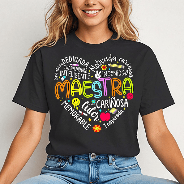 Polera Día del Maestro 👩‍🏫 | Diseño “Maestra Cariñosa, Creativa e Inspirada” 2