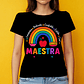 Polera “Maestra” con diseño arcoíris y manzana 🍎 | Regalo ideal para profesoras - Miniatura 2
