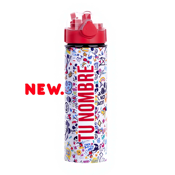 Botella Personalizada con Nombre – Diseño Mickey y Emojis | Tazas Ideas 1
