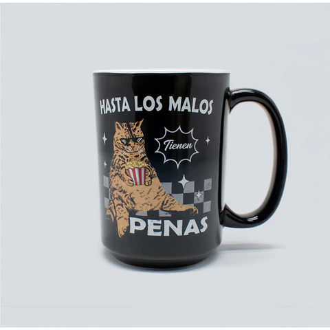 Tazón Gato “Hasta los malos tienen penas” – Taza divertida y original | Tazas Ideas