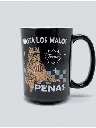Tazón Gato “Hasta los malos tienen penas” – Taza divertida y original | Tazas Ideas